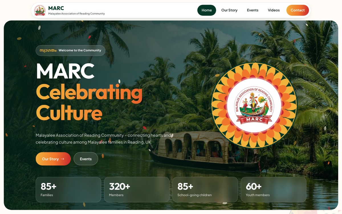 MARC Reading community website with Tickettailor event ticketing